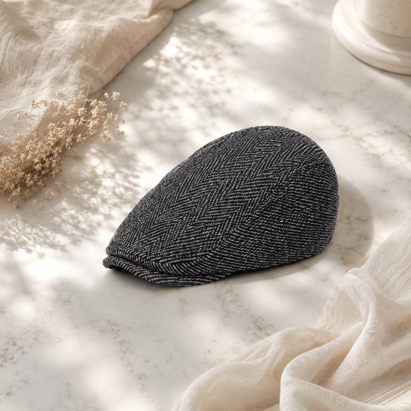 Sterling Tweed Flat Cap™ Herringbone Wool Blend Crown