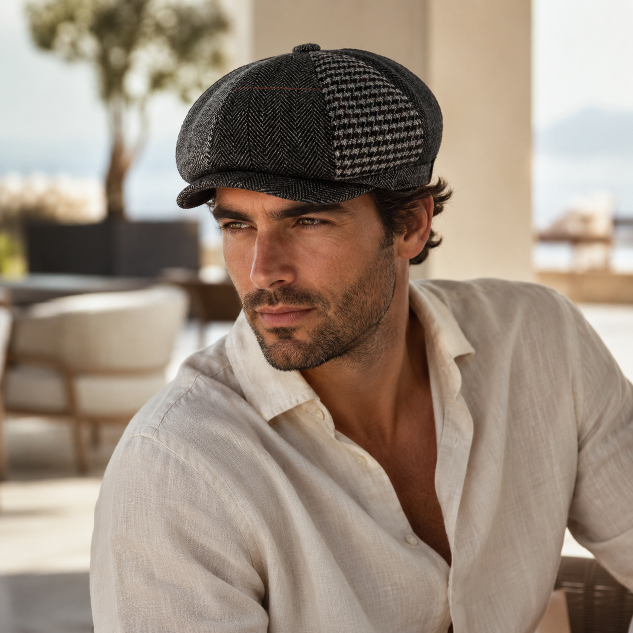 Sterling Wool Patchwork Cap Paneled Wool Crown