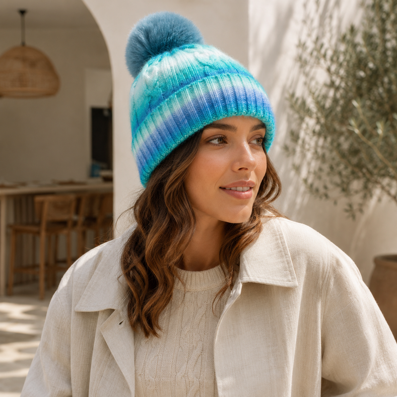 Sterling Aurelia Multicolor Knit Beanie™ with Pompom