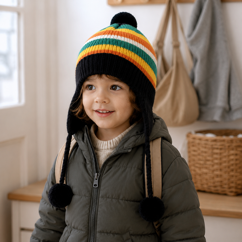 Sterling Rainbow Stripe Beanie™ with Pom Pom