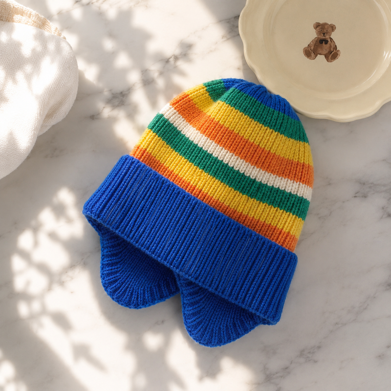Sterling Rainbow Stripe Beanie™ with Pom Pom