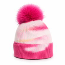 Sterling Aurielle Tie Dye Cashmere Beanie with Fur Pom™