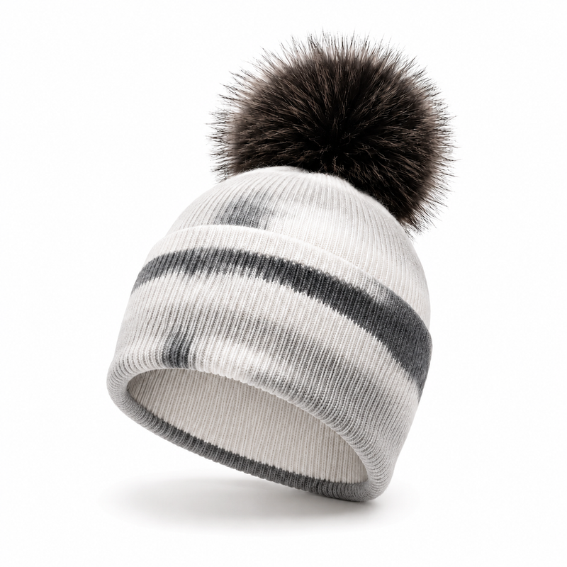 Sterling Aurielle Tie Dye Cashmere Beanie with Fur Pom™