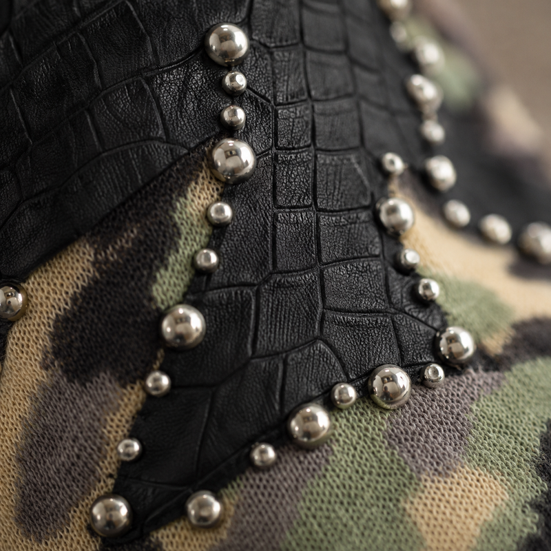 Sterling ™ Nocturne Leather Beret Hat With Rivet Cross Detail