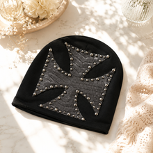 Sterling™ Nocturne Leather Look Brimless Dome Cap With Rivet Cross Detail