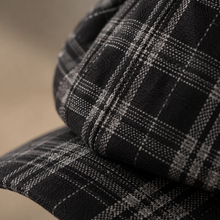 Sterling Black White Plaid Newsboy Cap™ Paneled Crown Short Brim