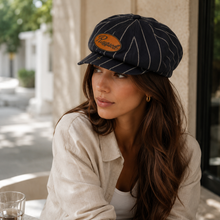Sterling™ Railroad Stripe Cotton Newsboy Cap With Adjustable Short Brim