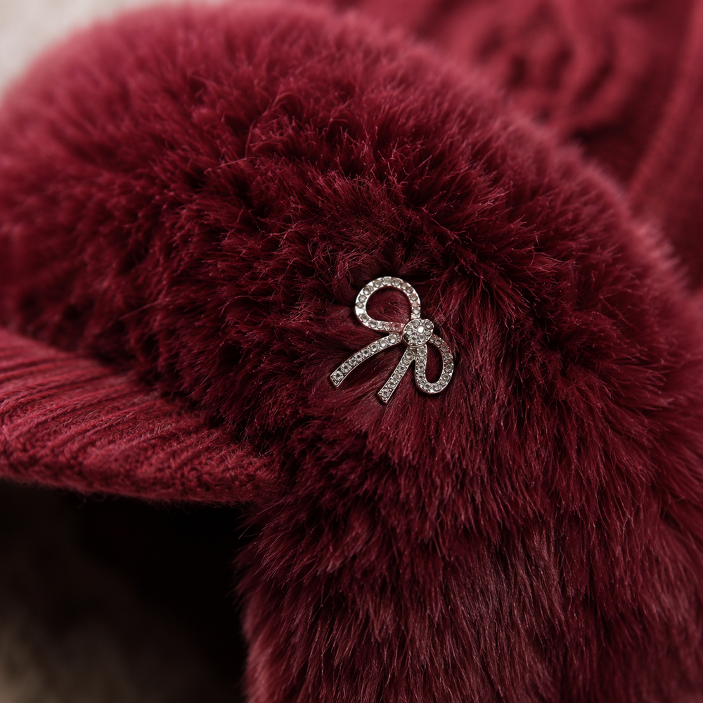 Sterling™ Marlowe Fleece Knit Beret Cap With Plush Ear Flaps