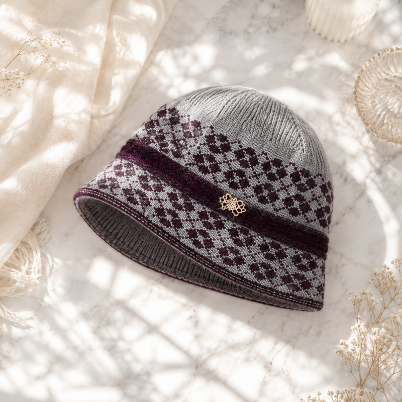 Sterling Butterfly Knot Fleece Lined Cable Knit Brim Cap™