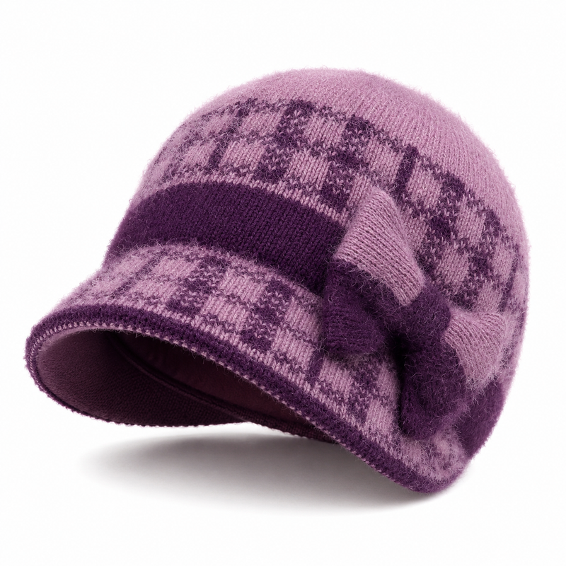 Sterling Butterfly Knot Fleece Lined Cable Knit Brim Cap™