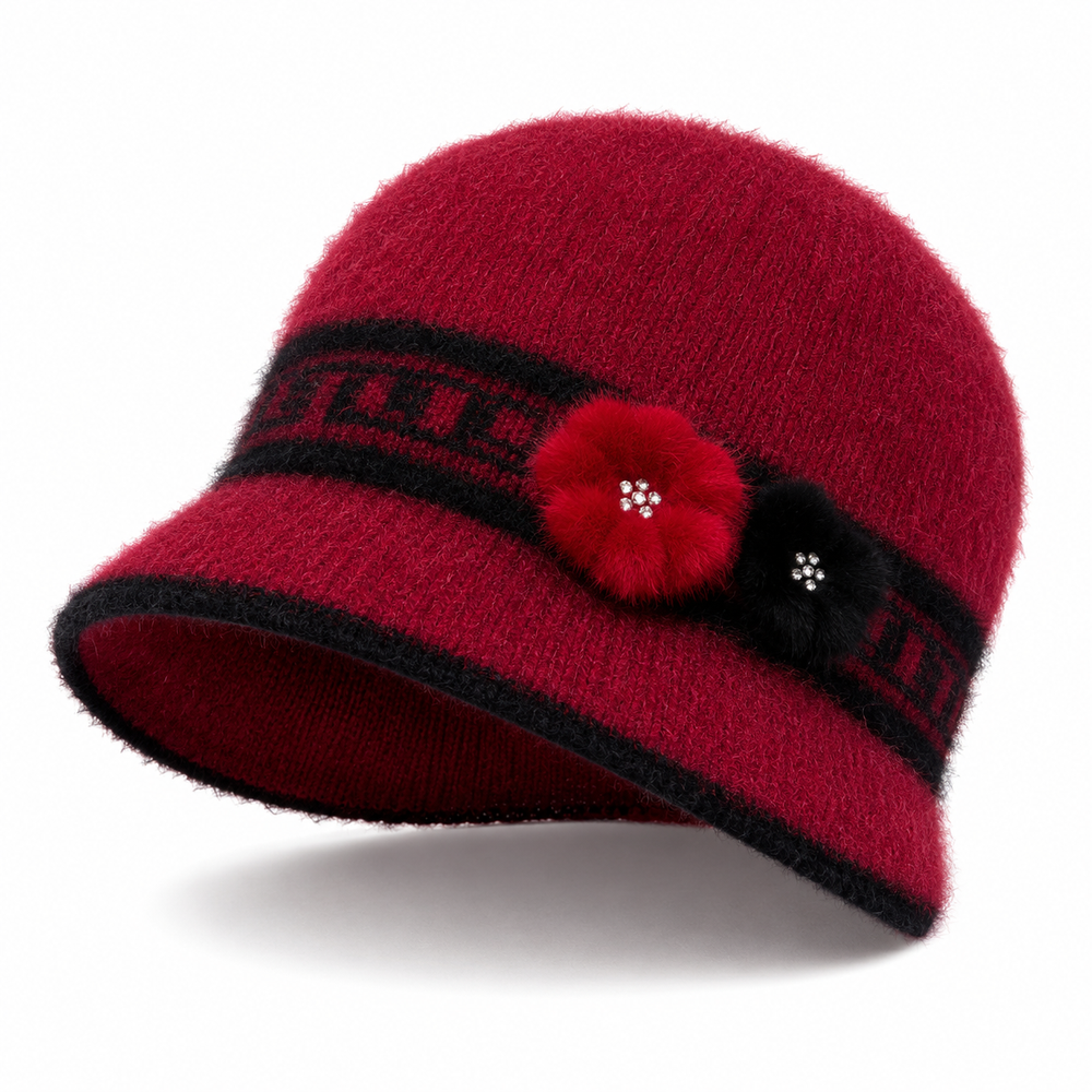Sterling Butterfly Knot Fleece Lined Cable Knit Brim Cap™