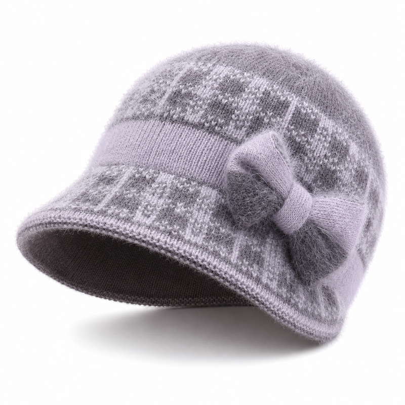 Sterling Butterfly Knot Fleece Lined Cable Knit Brim Cap™