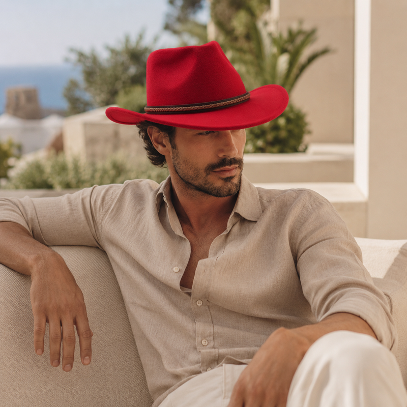 Sterling Red Cowboy Hat™ Western Cotton Blend Braided Band