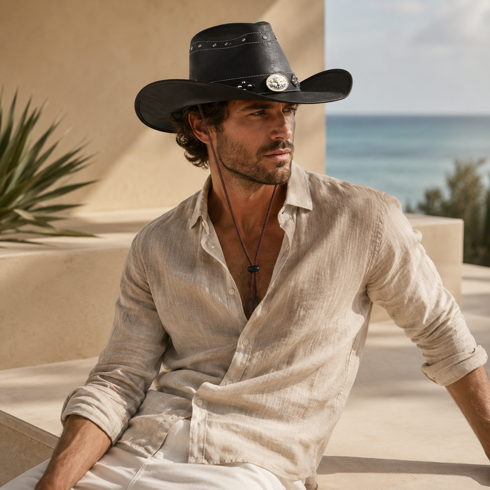 Sterling Country Bullhide Hat™ Faux Leather Wide Brim Stud Band