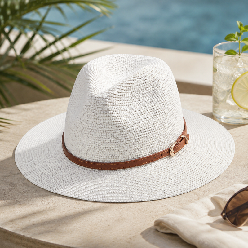 Sterling Ivory Coast™ Straw Fedora Buckle Band