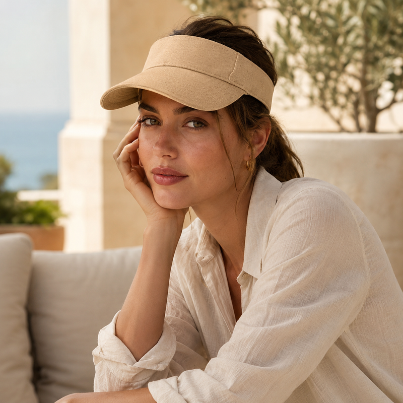 Sterling Open Top Sunshade Cap™ Curved Woven Fabric Visor
