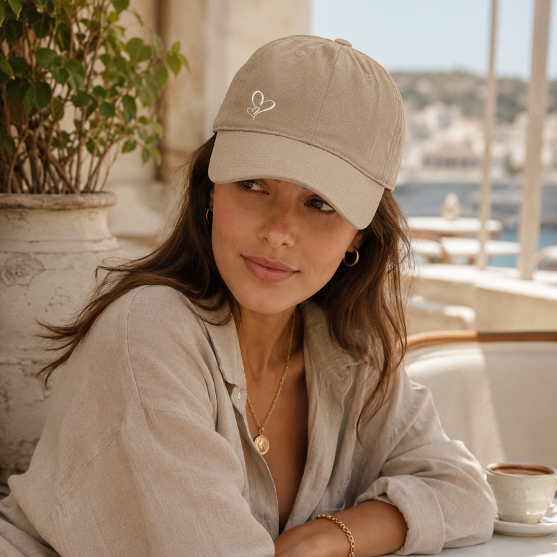 Sterling Heart Patterned Baseball Cap™ Fabric Heart Detail
