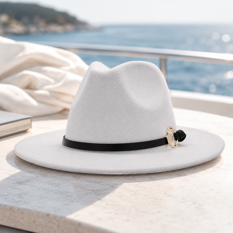 Sterling Simple Belt™ Flat Brim Wide Fabric Fedora Belt Band