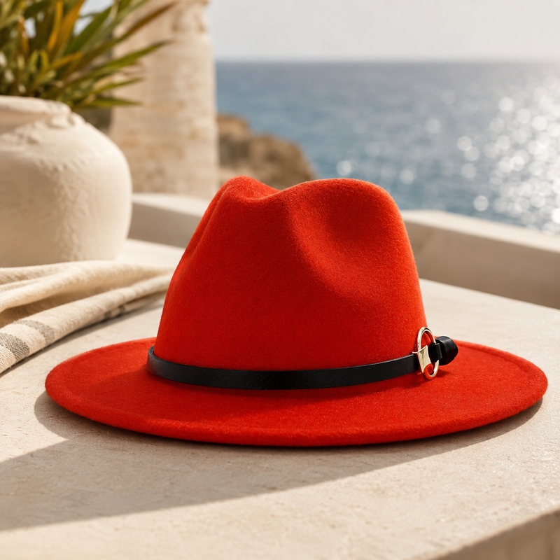 Sterling Simple Belt™ Flat Brim Wide Fabric Fedora Belt Band