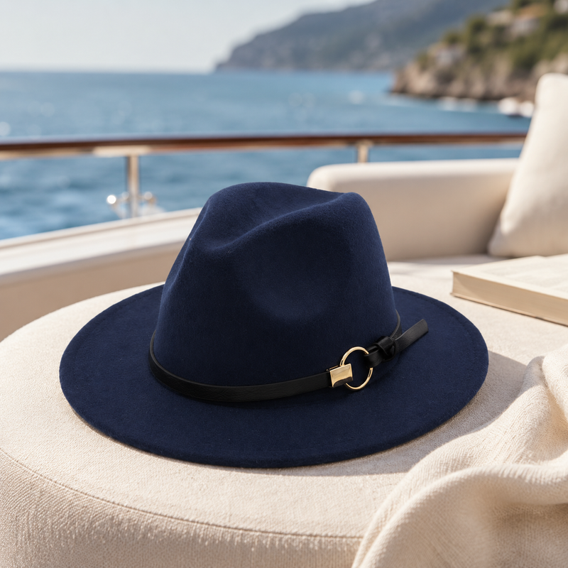 Sterling Simple Belt™ Flat Brim Wide Fabric Fedora Belt Band