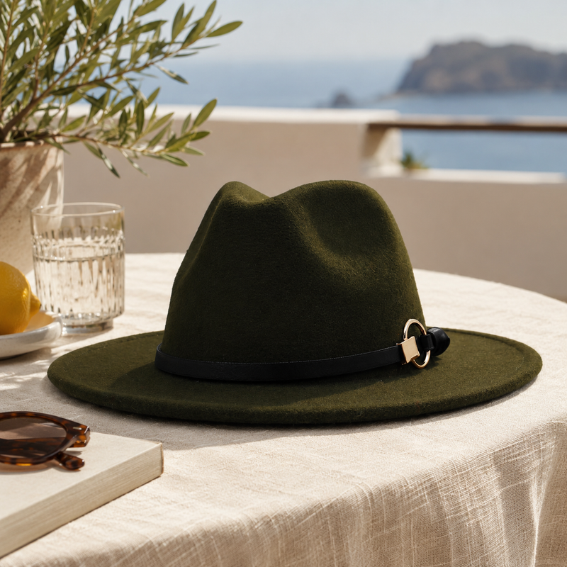 Sterling Simple Belt™ Flat Brim Wide Fabric Fedora Belt Band