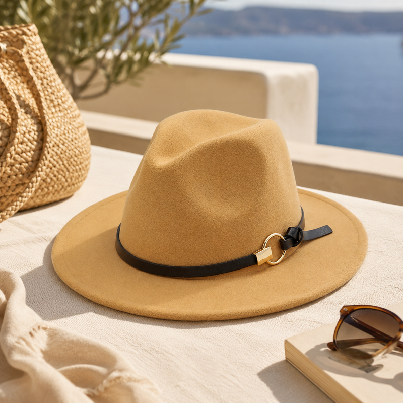 Sterling Simple Belt™ Flat Brim Wide Fabric Fedora Belt Band