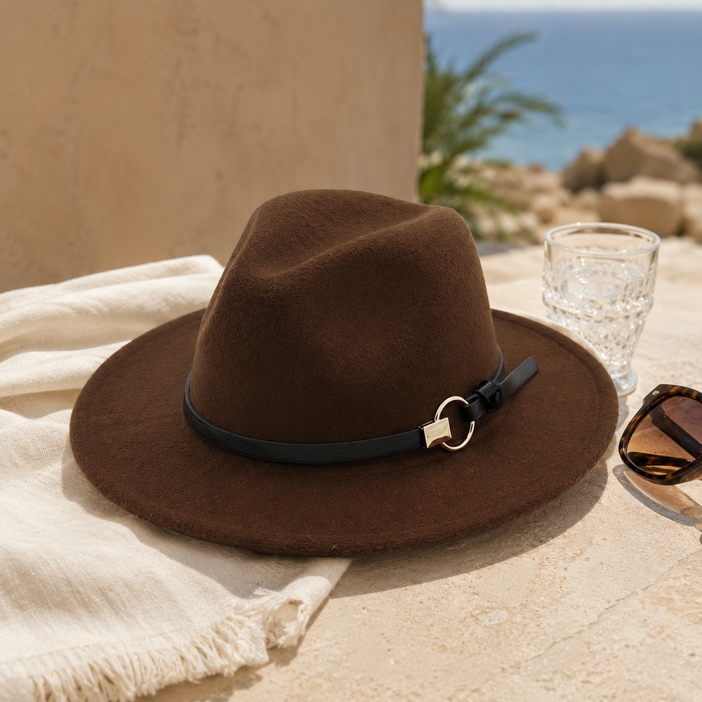 Sterling Simple Belt™ Flat Brim Wide Fabric Fedora Belt Band