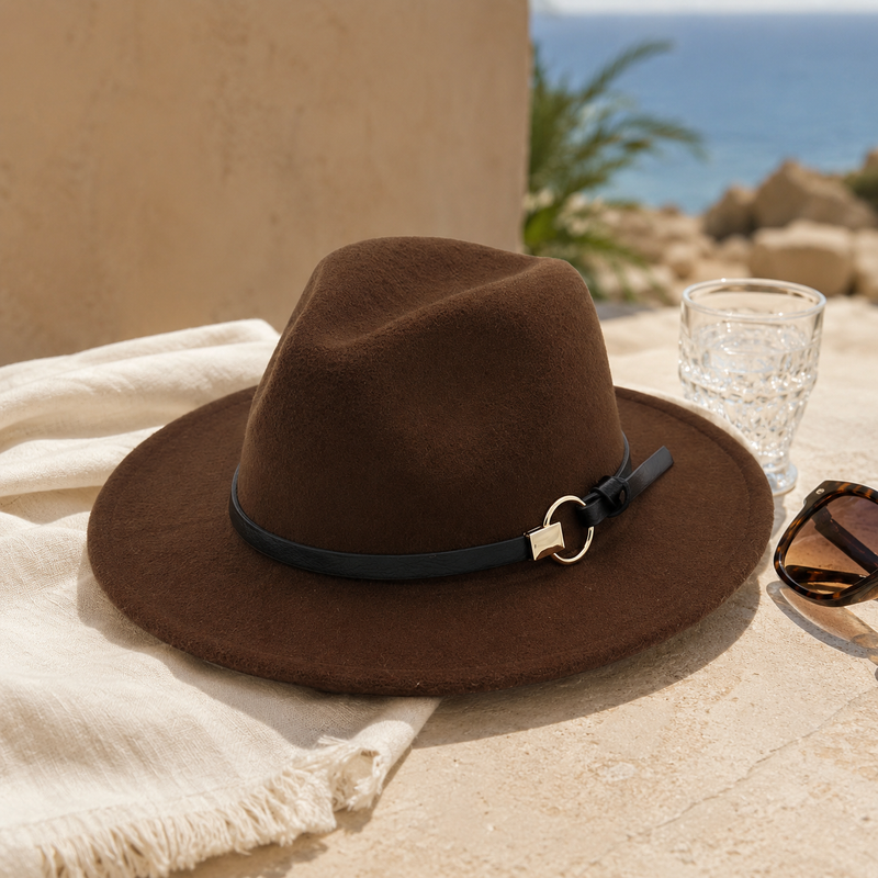 Sterling Simple Belt™ Flat Brim Wide Fabric Fedora Belt Band