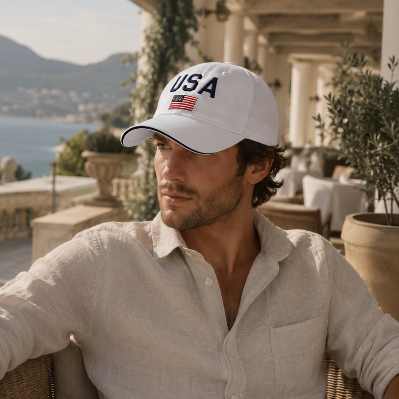 Sterling USA Letter Embroidery Baseball Cap™ Fabric Sun Visor