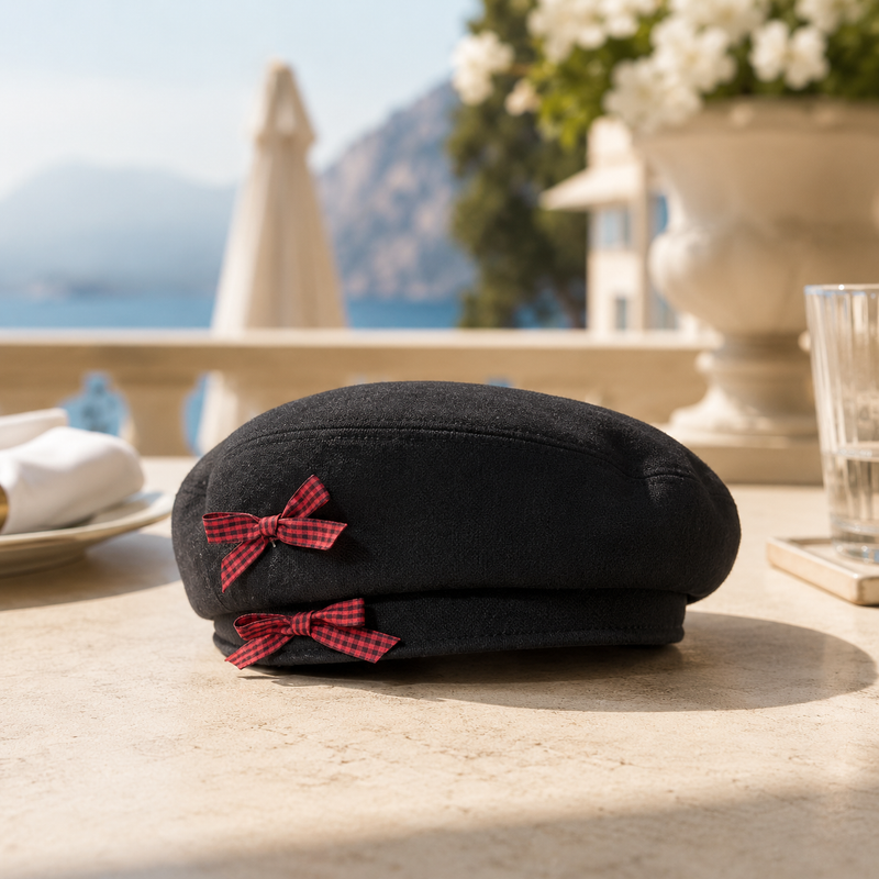 Sterling Autumn And Winter™ Retro Bow Beret Fabric Bow Detail