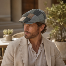 Sterling Patchwork Tweed Flat Cap™ Paneled Fabric Brim