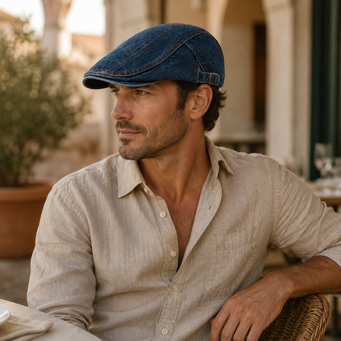 Sterling Four Seasons Denim™ Newsboy Cap Washed Flat Brim