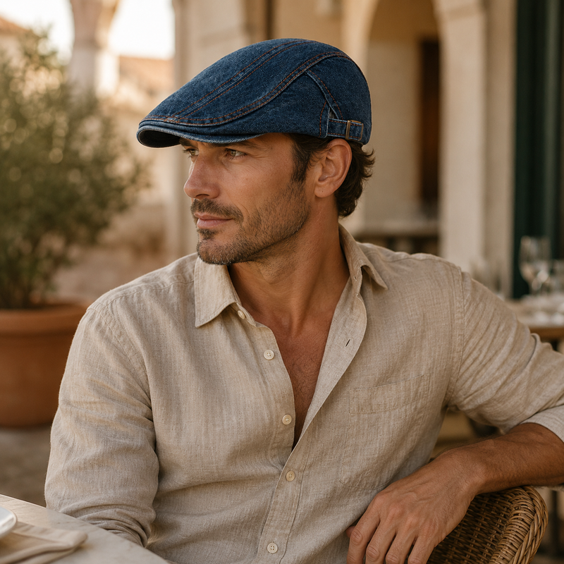 Sterling Four Seasons Denim™ Newsboy Cap Washed Flat Brim