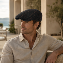 Sterling Retro Newsboy™ Herringbone Grid Flat Cap Red Line
