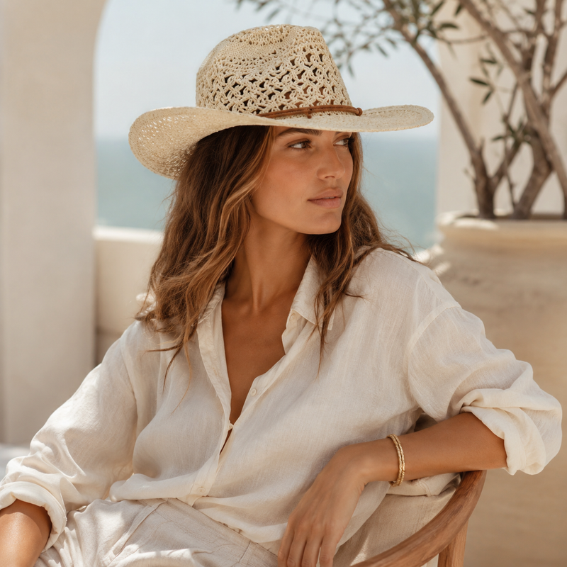 Sterling Women's Straw Western Hat™ Wide Brim Open Weave Cord Band