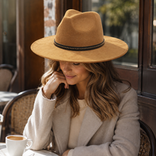 Sterling Garret Wide™ Brim Fedora Vegan Suede Band Detail