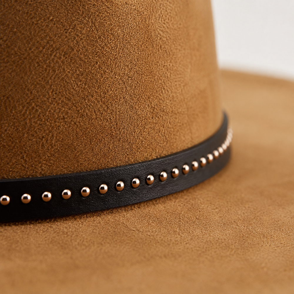 Sterling Garret Wide™ Brim Fedora Vegan Suede Band Detail
