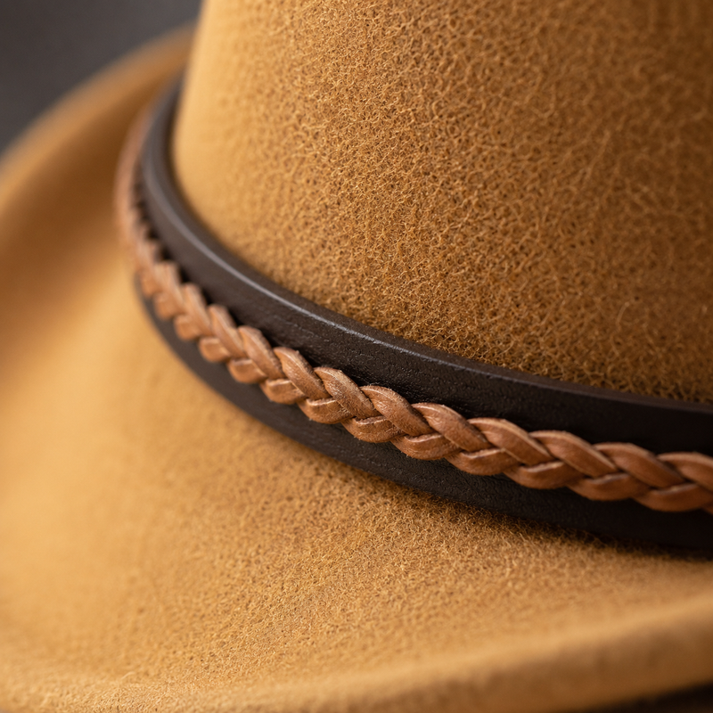 Sterling Felt Fedora™ Hat Rolled Brim Felt Band Detail