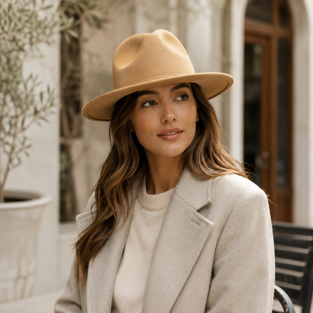 Sterling New Woolen™ Casual Fedora Hat Pinch Crown Woolen Band