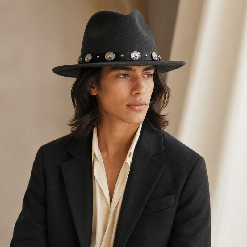 Sterling Retro Top™ Hat With Metal Belt Jazz Hat Fedoras Hat