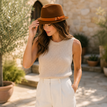 Sterling Manhattan Cotton™ Fedora Leather Belt Detail