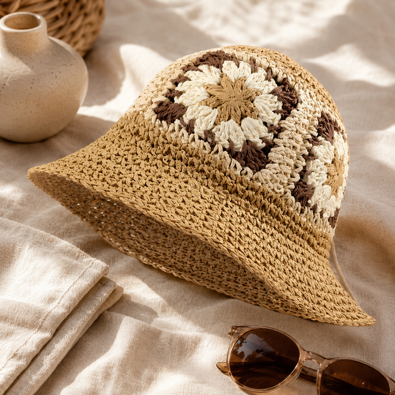 Sterling Elegant Folded™ Floral Straw Bucket Hat