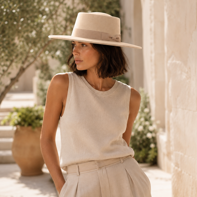 Sterling Top Hat™ Bowler Hat Wide Brim Felt Bow Accent