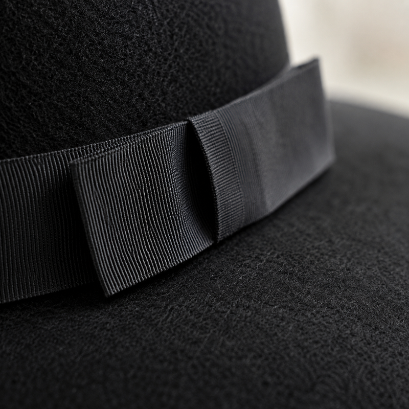 Sterling Woolenny Big™ Brim Bowler Hat Wool Felt Bow Detail