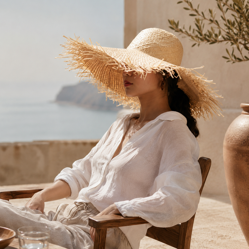 Sterling Beach Straw Hat™ Wide Brim Raffia Textured Weave