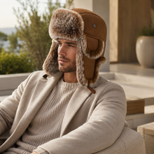 Sterling Tarkov™ Winter Fur Leather Bomber Hat Earflap Trim