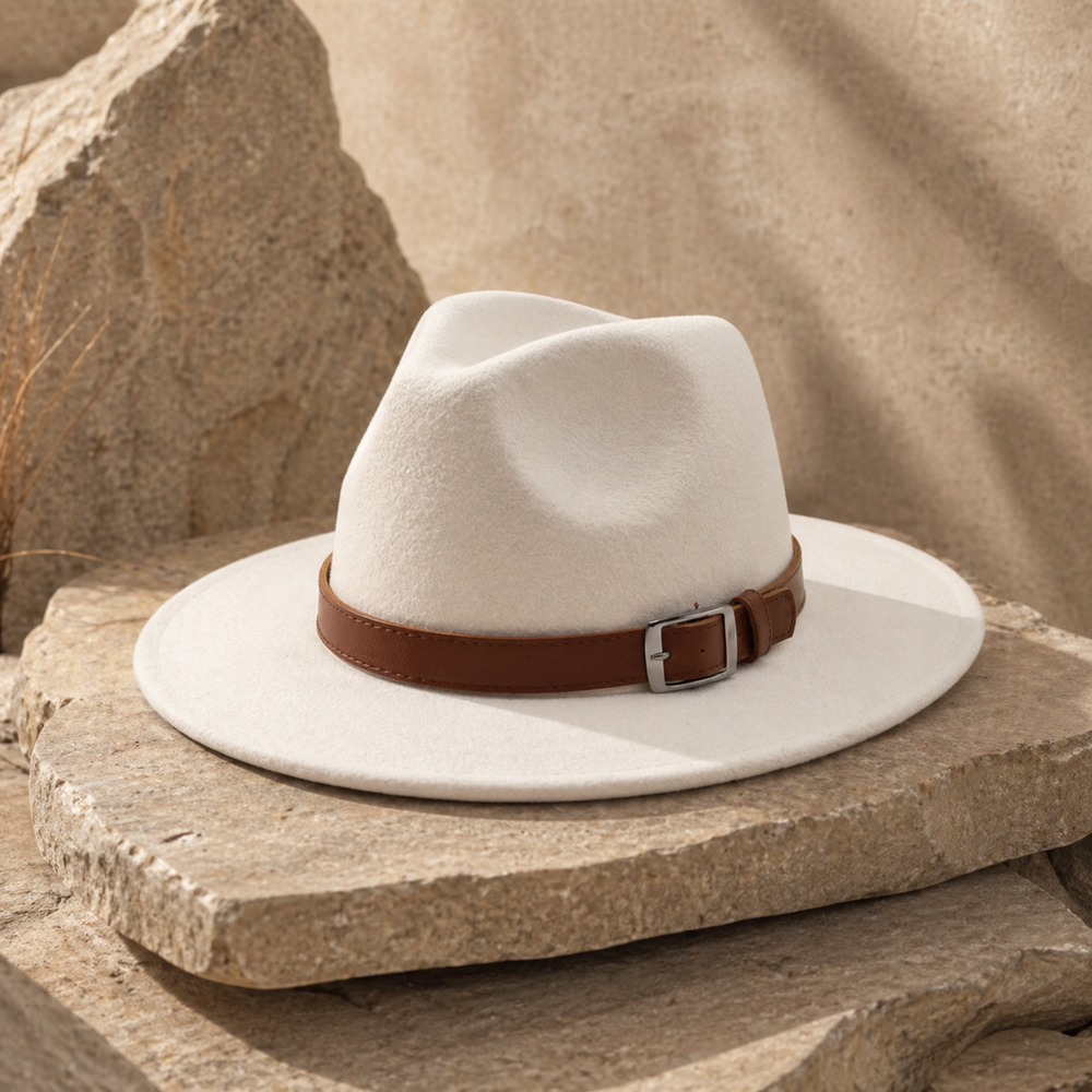 Sterling Classic Wide™ Brim Fedora Hat Elegant British Style Felt Band