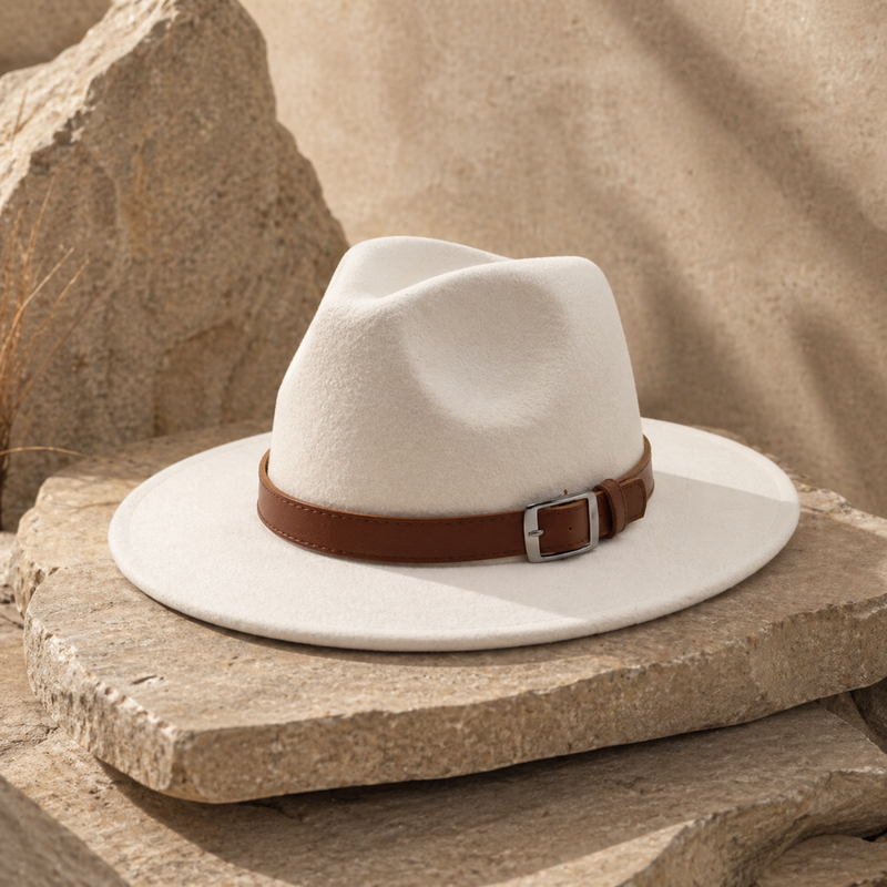 Sterling Classic Wide™ Brim Fedora Hat Elegant British Style Felt Band