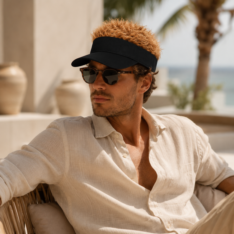 Sterling Flair Hair Sun Visor Cap™ Faux Hair Fabric Brim