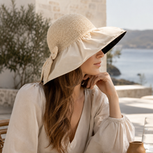 Sterling Promenade™ Wide Brim Straw Sun Hat Bow Detail